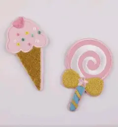 アイスクリームとキャンディの刺繍パッチ