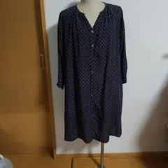 ネイビー 小花柄 長袖 シャツワンピース 紺 studioclipのサムネイル