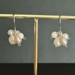 【在庫整理特価】　あこや真珠　天然色　淡水パール　ピアス　サージカルステンレス