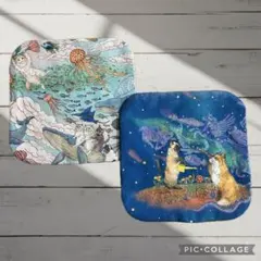 ふわふわガーゼハンカチ⭐️おとぎの国の猫と仲間たち☆月明かりの猫
