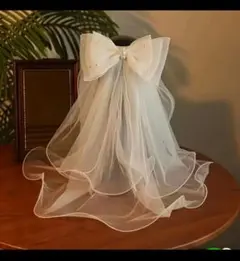 ホワイトウェディングベール 二段フリル