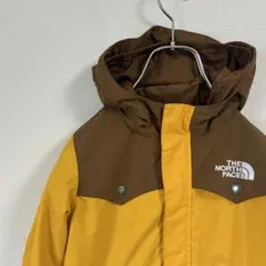 美品THE NORTH FACEキッズマウンテンパーカーイエロー×ブラウン110