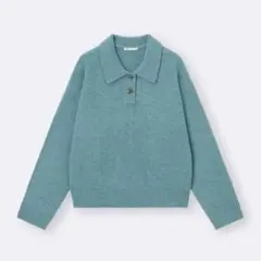 GU パフニットポロシャツ ブルー
