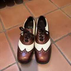 ウィングチップ レザーシューズ ブラウンホワイト