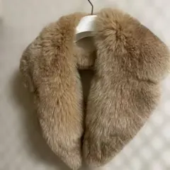 自家製襟用手芸用ベージュフォックスファー マフラー ボリュームデザイン
