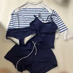 水着4点セットボーダーネイビー