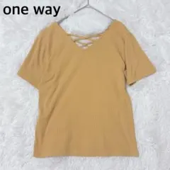 one way ワンウェイ 半袖 リブ カットソー トップス M クロスデザインのサムネイル