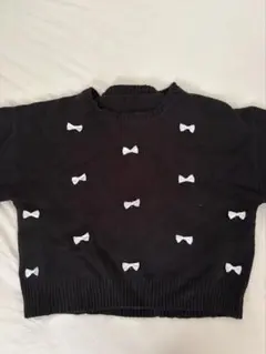 GRL リボン付きニット 半袖 블랙