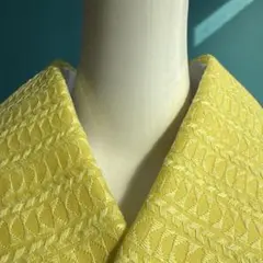 1904半衿　レモンイエロー　幾何学模様の刺繍レース 差し色のサムネイル