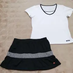 ellesse♡白×黒モノトーンの大人シックなトップス&スコートセットアップ❦