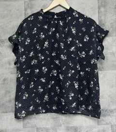 新品　anySiS プチスタンドフェミニン 花柄　ドット　ブラウス 半袖