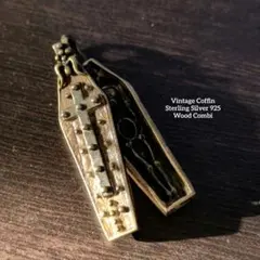 925刻印　棺桶　ヴィンテージシルバーネックレストップ　コフィン　全身スカル入り