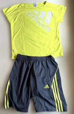 上下セット　女性用　adidas イエロートップス L ランニングウェア　下　M