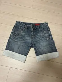 HusHusH デニムショートパンツ ロールアップ インディゴ