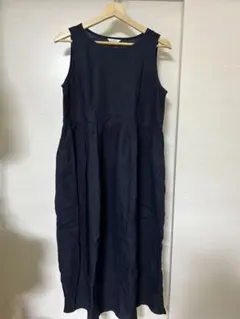 ルグラジック　Bshop リネン ノースリーブ ワンピース ネイビー 36 美品のサムネイル
