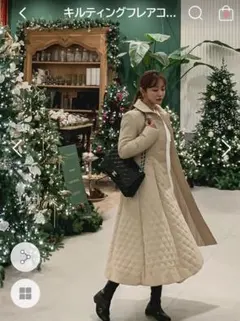 極美品✨フォクシー キルティング スカート ロゴプレート グレー