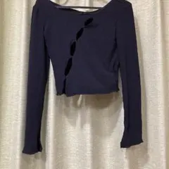 Dazy ブラックカットアウト長袖クロップトップ Sサイズ