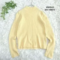 ユニクロ リブニット ハイネック イエロー L スリムフィット 長袖