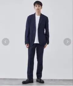 ネイビー カジュアルスーツ セットアップ　シアサッカー