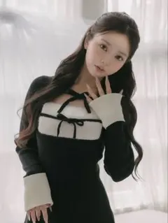 Darich リボンファーフレアニットミニワンピース FL