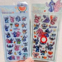 スティッチボンボンドロップ風 立体シール 2枚セット
