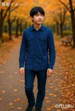 DIESEL ディーゼル チェックネルシャツ Mサイズ 青黒 長袖シャツ