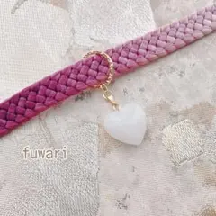 ホワイトハート　チェコ硝子帯締め飾り　帯締め 着物 春　お花見　白　推し　帯