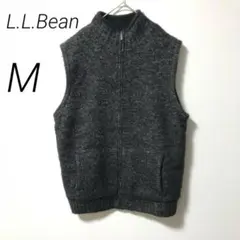 L.L.Bean ウール混 ハーフジップ ベスト M REG 黒 ニット