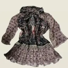 ANNA SUI USAシルク ブラウス ラメ Y2K ボヘミアン エスニックのサムネイル
