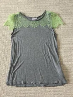RED VALENTINO レース切替 半袖カットソー グレーのサムネイル