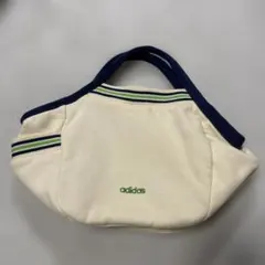 adidas ストライプハンドバッグ アイボリー/ネイビー