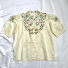 vintage puff sleeve flower blouse