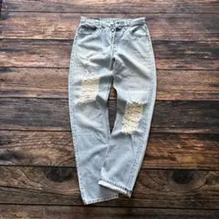 【太バギーデニム】リーバイス古着シルバーデニム青系グランジカート・コバーン緩め 太バギーデニム】リーバイス古着シルバーデニム青系グランジ