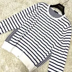 極美品　23区　切り替えデザインクルーネックポーターカーディガン　46 ネイビーのサムネイル