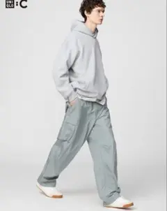 UNIQLO C ワイド フィット カーゴパンツ 男女兼用 XS グリーン