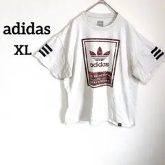 アディダス メンズ グラフィックビッグプリントロゴTシャツ［XL］コットン100