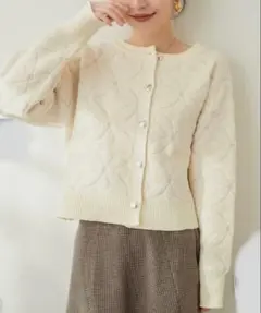 naturalcouture モールヤーンお花ジャガードカーディガン