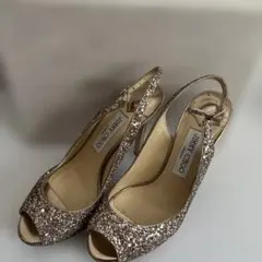 ジミーチュウ グリッター オープントゥ パンプス ゴールド37