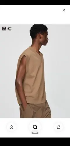 ユニクロC☆ Vネックニットベスト Sサイズ ブラウン