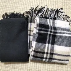 マフラー チェック柄と黒　２点セット