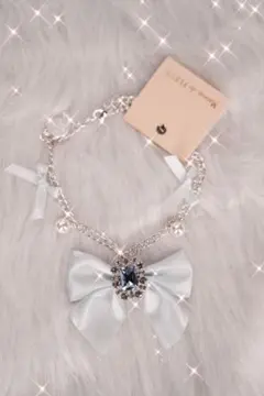 Maison de FLEUR ビジューリボンパールバッグチャーム　ライトブルー