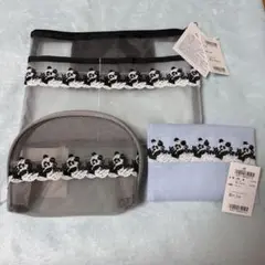 新品未使用　近沢レース パンダ　メッシュポーチ　ティッシュケース　セット