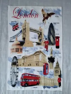 新品未使用 イギリス ロンドン コットンティータオル ループ付き 綿