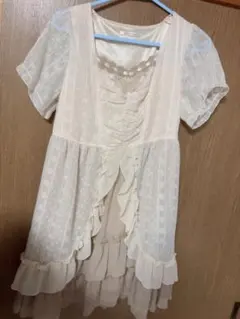 【美品】axes femme 半袖ワンピース クリーム色