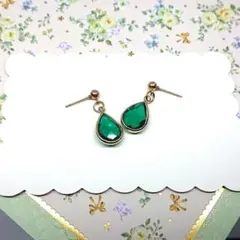 No.294☆ドロップ（グリーン） ピアス イヤリング マスクチャーム