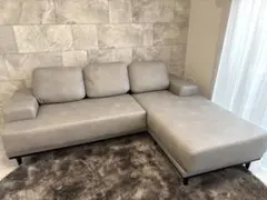 桜屋工業　カウチソファ　グレー　スウェード調　LS-424-Lex