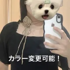 【ハンドメイド】ローズチョーカー　ネックレス　編み物　花　ばら