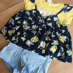 花柄Tシャツとショートパンツセット 100cm