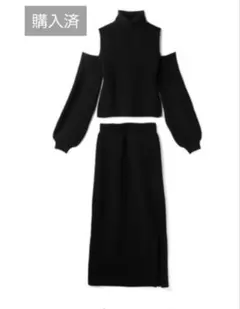 GRL ショルダーオープンニットトップスXニットスカートセットアップ