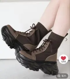 PAGEBOY レースアップソックスブーツ ブラウン L 24.5cmのサムネイル